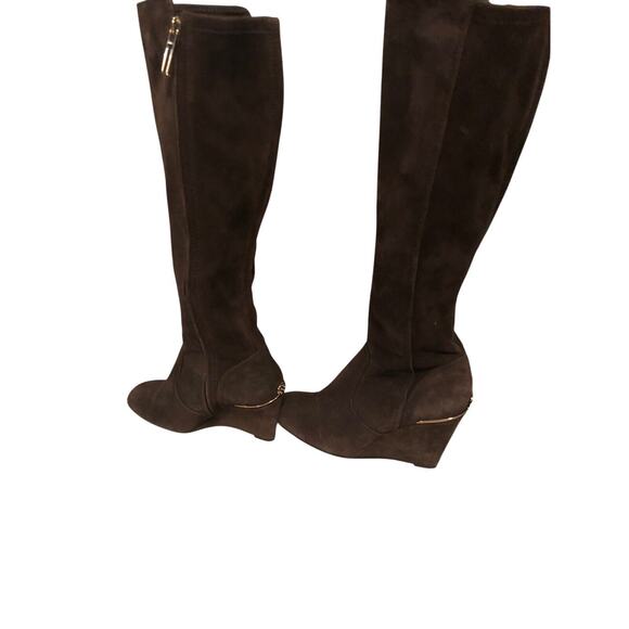 Tory Burch size 6 1/2M Brown Suede Wedge Heel Long Boots - Picture 7 of 11